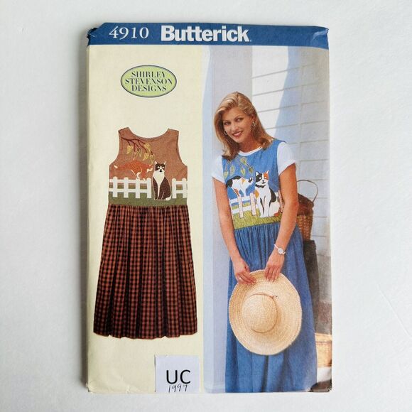 Butterick Pattern 4910 Vintage Misses Jumper Cat Appliques Sz 8-18 Uncut - Picture 1 of 2